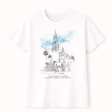 Load image into Gallery viewer, Balboa Park California Tower T-Shirt – San Diego Museum Landmark Apparel – Architectural Art Tee – Cultural Gift Shop Souvenir