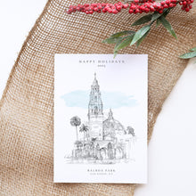 Load image into Gallery viewer, Balboa Park, California Tower Hand Drawn Holiday Cards
