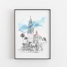 Load image into Gallery viewer, Balboa Park, California Tower Hand Drawn Fine Art Prints
