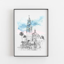 Load image into Gallery viewer, Balboa Park, California Tower Hand Drawn Fine Art Prints