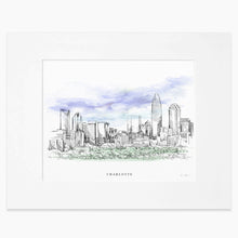 Load image into Gallery viewer, Charlotte, NC Skyline Hand Drawn Fine Art Prints