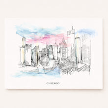 Load image into Gallery viewer, Chicago Skyline Art Print - Hand-Drawn City Wall Art for Museum Gift Shops & Tourist Retail