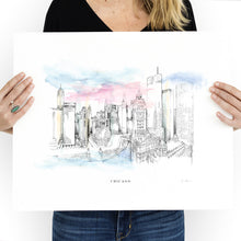 Load image into Gallery viewer, Chicago Skyline Art Print - Hand-Drawn City Wall Art for Museum Gift Shops & Tourist Retail