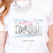 Load image into Gallery viewer, Chicago Skyline Graphic T-Shirt – Hand-Drawn City Apparel for Museum Shops & Tourist Retail