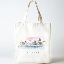 Load image into Gallery viewer, Cincinnati Skyline Renissance Style Tote Bag