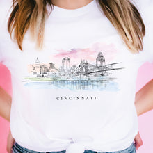 Load image into Gallery viewer, Cincinnati Skyline Wearable Art T-Shirt