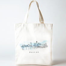 Load image into Gallery viewer, Dallas, TX Skyline Renissance Style Tote Bag
