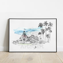Load image into Gallery viewer, Hotel Del Coronado, San Diego Hand Drawn Fine Art Prints
