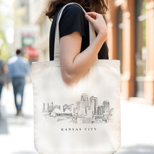 Load image into Gallery viewer, Kansas City Skyline Renissance Style Tote Bag