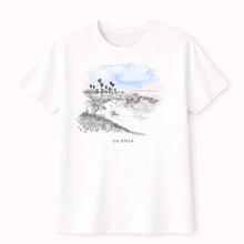 Load image into Gallery viewer, La Jolla Cove San Diego T-Shirt | California Coastal Surf Gift Shop Apparel | Hand-Drawn Souvenir Tee