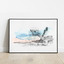 Load image into Gallery viewer, La Jolla Shores Lifeguard Tower, La Jolla, San Diego Hand Drawn Fine Art Prints
