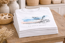 Load image into Gallery viewer, La Jolla Shores, San Diego T-Shirt | California Coastal Surf Gift Shop Apparel | Hand-Drawn Souvenir Tee