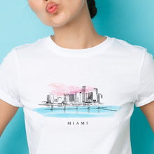 Load image into Gallery viewer, Miami Skyline Wearable Art T-Shirt