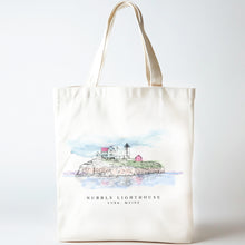 Load image into Gallery viewer, Nubble Lighthouse, Maine Renissance Style Tote Bag