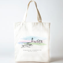 Load image into Gallery viewer, Pemaqauid Lighthouse, Maine Renissance Style Tote Bag