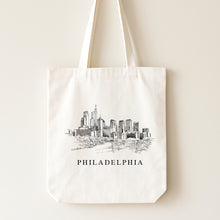 Load image into Gallery viewer, Philadelphia Skyline Renissance Style Tote Bag