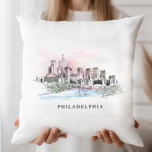 Load image into Gallery viewer, Philadelphia Skyline Renissance Style Pillow Cover