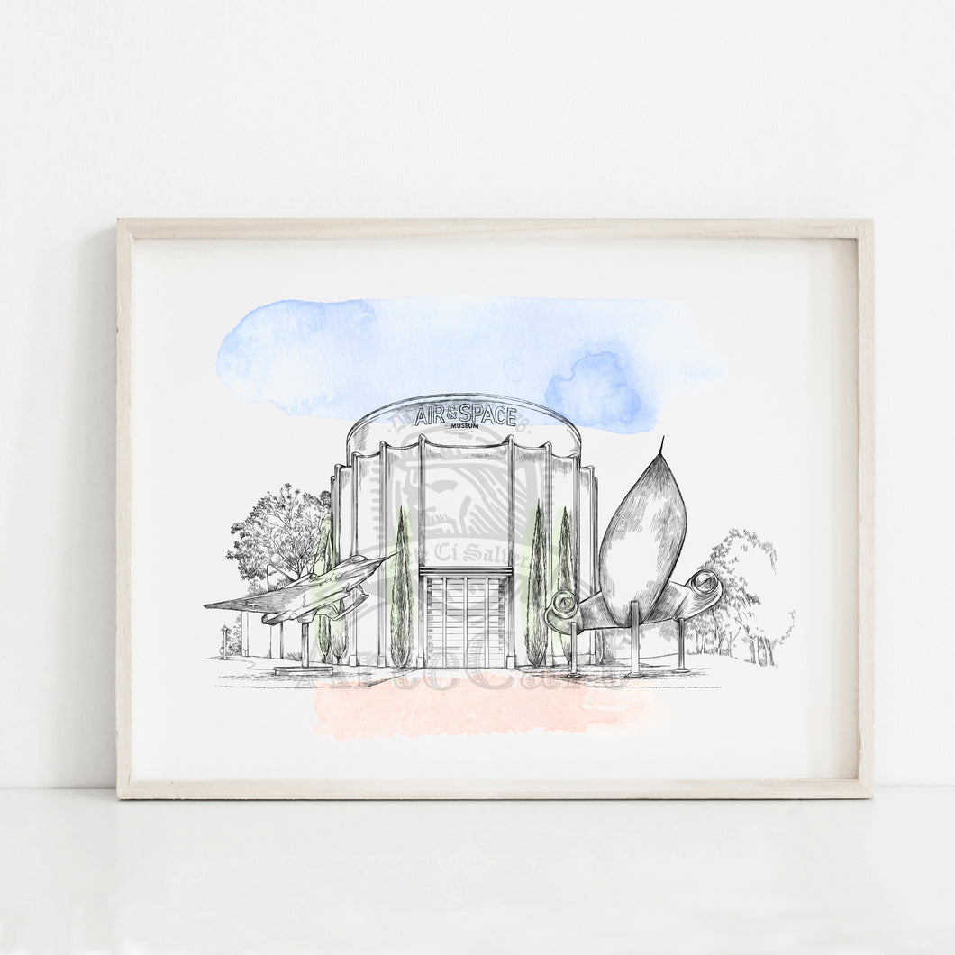 San Diego Air & Space Museum Hand Drawn Fine Art Prints