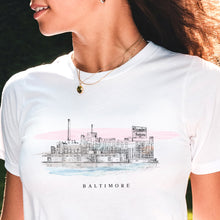 Load image into Gallery viewer, Baltimore Domino Sugar Skyline Wearable Art T-Shirt
