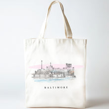 Load image into Gallery viewer, Baltimore Domino Sugar Skyline Renissance Style Tote Bag
