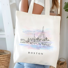 Load image into Gallery viewer, Boston Zakim Bridge Renissance Style Tote Bag

