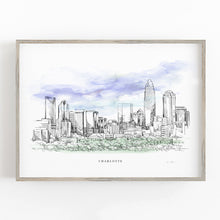 Load image into Gallery viewer, Charlotte, NC Skyline Hand Drawn Fine Art Prints
