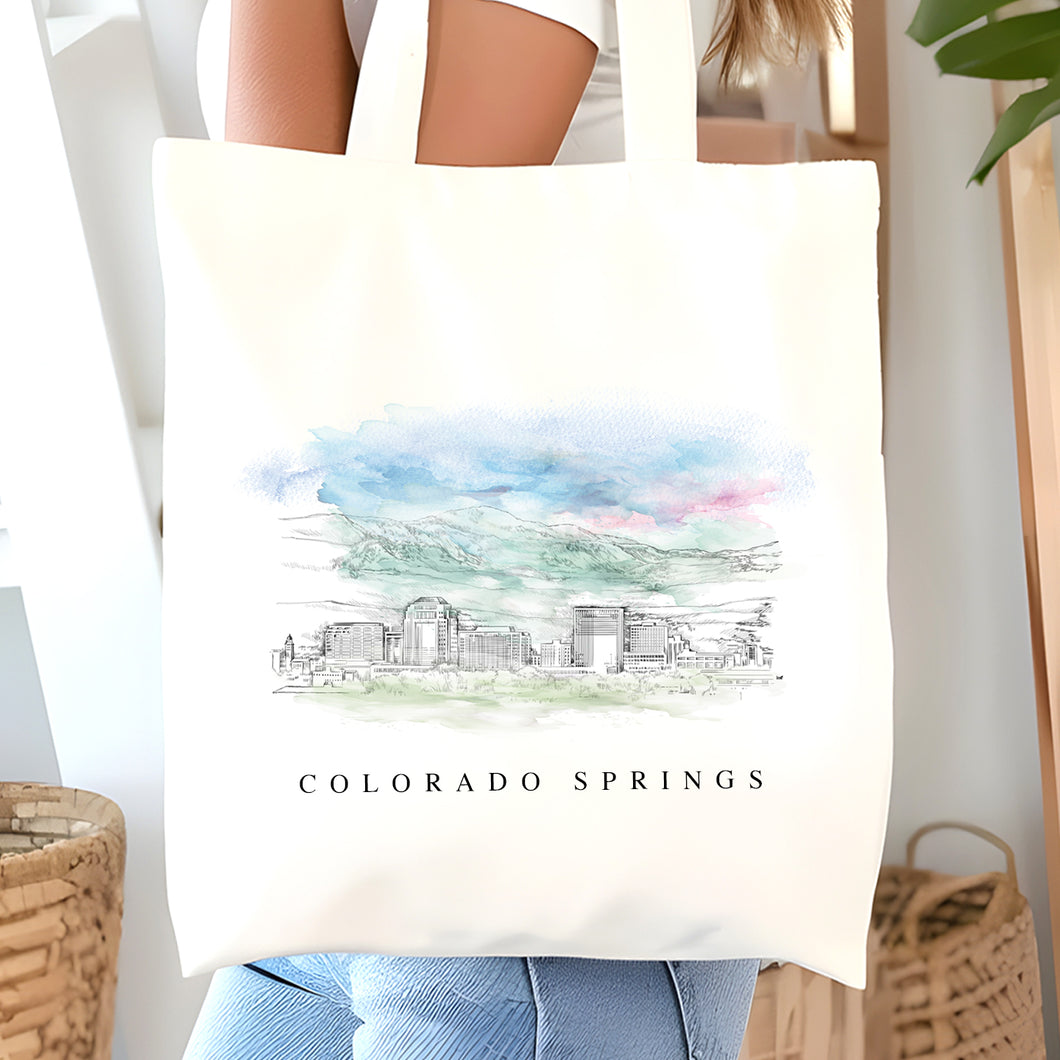 Colorado Springs Skyline Renissance Style Tote Bag