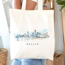 Load image into Gallery viewer, Dallas, TX Skyline Renissance Style Tote Bag
