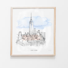 Load image into Gallery viewer, New York Skyline Hand Drawn Fine Art Prints NYC

