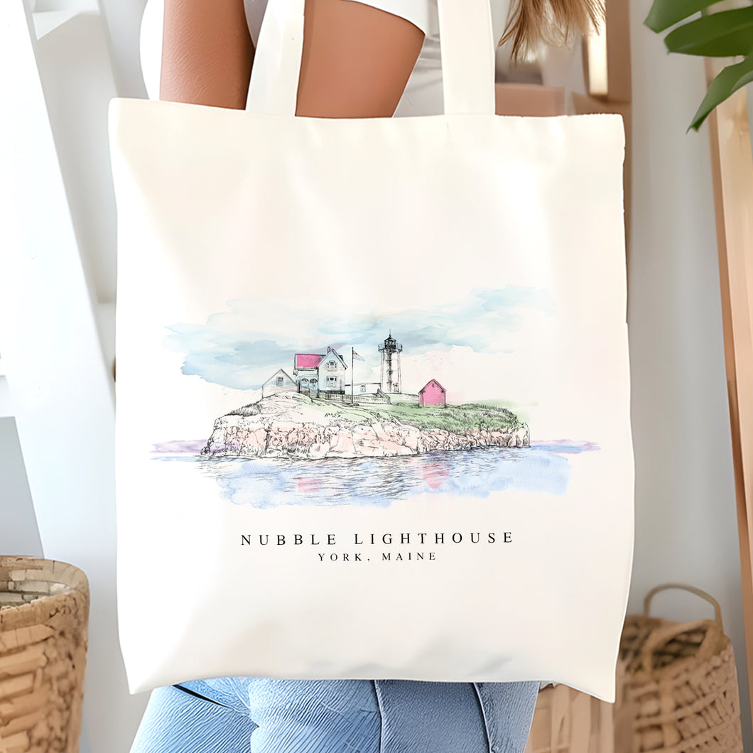Nubble Lighthouse, Maine Renissance Style Tote Bag