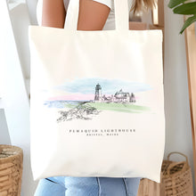Load image into Gallery viewer, Pemaqauid Lighthouse, Maine Renissance Style Tote Bag
