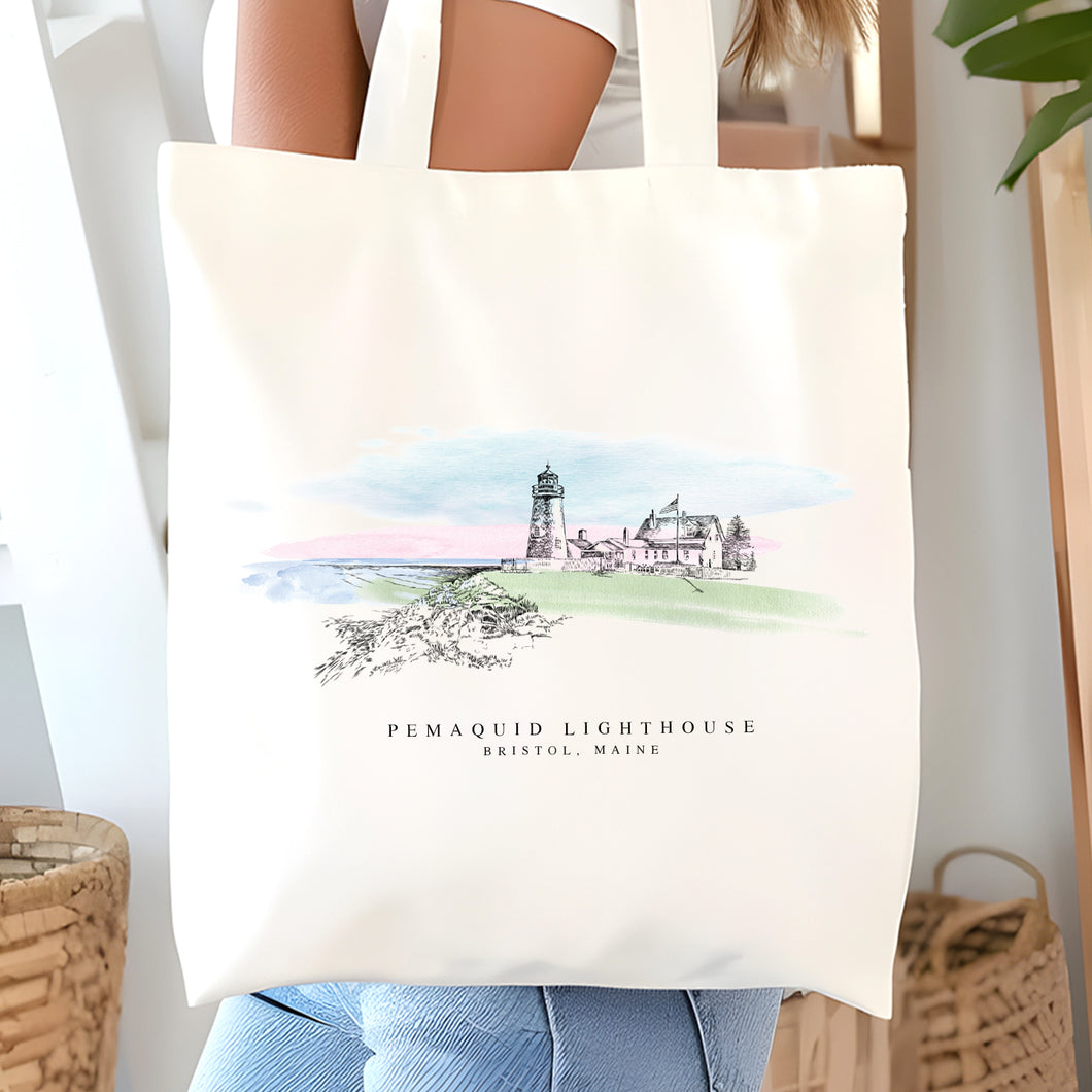 Pemaqauid Lighthouse, Maine Renissance Style Tote Bag