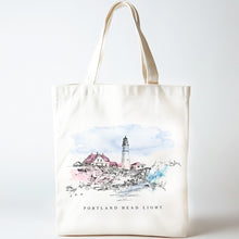 Load image into Gallery viewer, Portland Head Light Lighthouse in Maine Renissance Style Tote Bag
