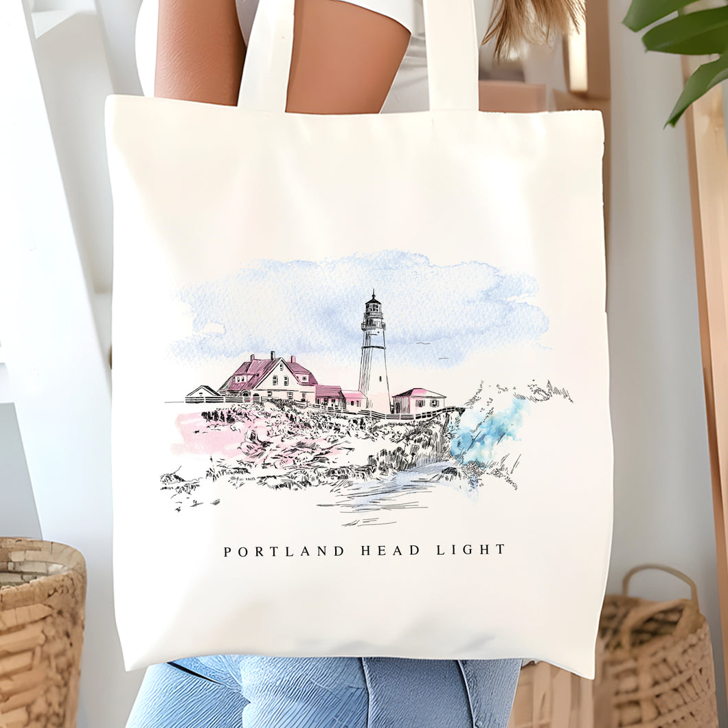 Portland Head Light Lighthouse in Maine Renissance Style Tote Bag