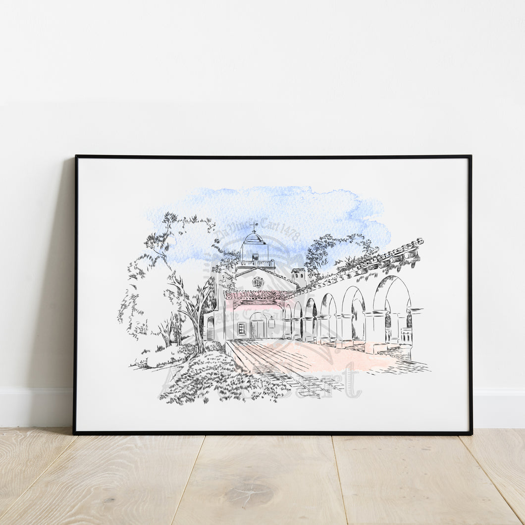 Presidio Park San Diego, California Hand Drawn Fine Art Prints