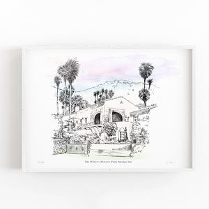 The Willows Historic Palm Springs Inn, California, Renissance Style Fine Art Print Matted PS Souvenir