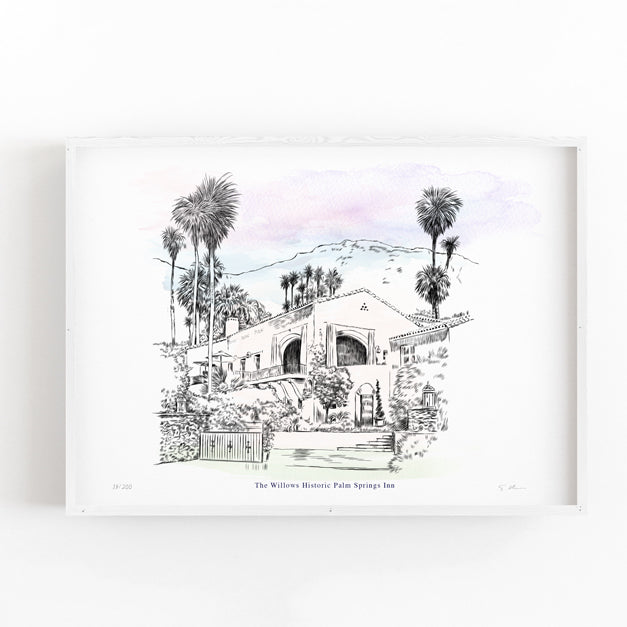 The Willows Historic Palm Springs Inn, California, Renissance Style Fine Art Print Matted PS Souvenir