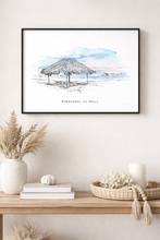 Load image into Gallery viewer, Windansea Beach La Jolla San Diego Fine Art Print | California Coastal Surf Hut Wall Art | Hand-Drawn Travel Gift for Beach Décor
