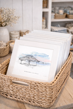 Load image into Gallery viewer, Windansea Beach La Jolla San Diego Fine Art Print | California Coastal Surf Hut Wall Art | Hand-Drawn Travel Gift for Beach Décor
